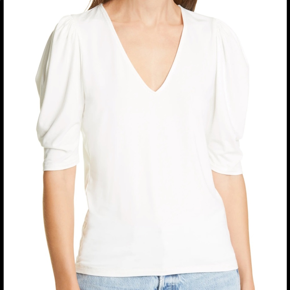 Frame Puff Sleeve V-Neck Top